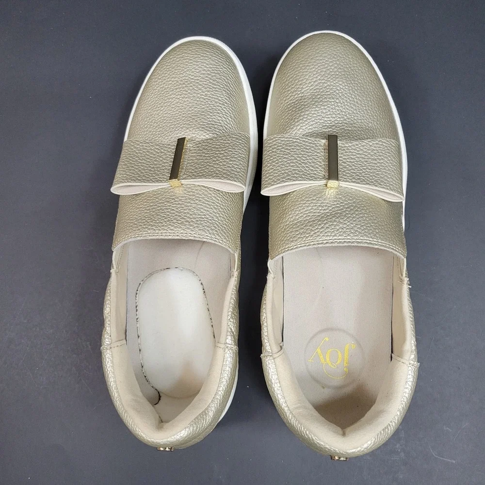 Joy Metallic Gold Platform Slip On Sneakers Women's Casual Shoes 10M